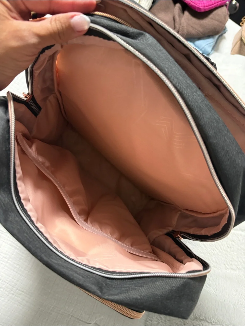 Used Black women Backpack with Rose Gold Accents